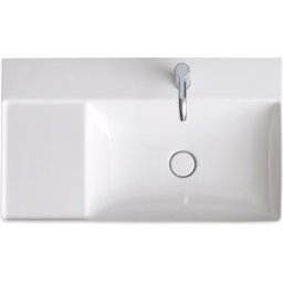 Duravit DuraSquare meuble vasque asymétrique 23498000411 80x47cm, sans trop-plein, avec plage de robinetterie, vasque à droite, trou pour robinetterie 2000 blanc WonderGliss