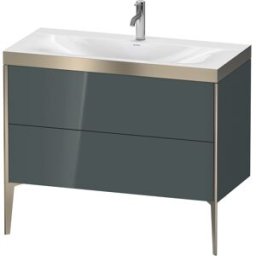 Duravit XViu Table de toilette XV4711OB138P 100x48cm, 2 2000 - out, Match2 trou de coulée, champagne mat, Cadres P, Dolomiti gris brillant