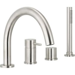 kit de garniture Herzbach Deep IX 2000 .09 Inox brossé, mélangeur de bain à quatre trous