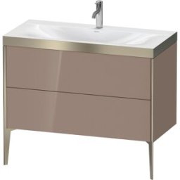 Duravit XViu Table de toilette XV4711OB186P 100x48cm, 2 2000 - out, Match2 trou de coulée, champagne mat, Cadres P, brillant élevé cappuccino