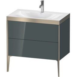 Duravit XViu Table de toilette XV4710OB138P 80x48cm, 2 2000 - out, Match2 trou de coulée, champagne mat, Cadres P, Dolomiti gris brillant