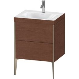 Duravit XViu Table de toilette XV4709OB113C 60x48cm, 2 2000 - out, Match2 trou de coulée, champagne mat, Cadres C, Noyer d' Amérique