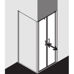 Kermi Liga porte battante en niche LIPTD09020VAK 90x200cm, argent brillant, verre de sécurité trempé transparent, sur receveur de douche