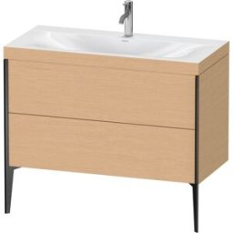 Duravit XViu Table de toilette XV4711OB212C 100x48cm, 2 2000 - out, Match2 trou de coulée, noir mat, Cadres C, chêne brossé