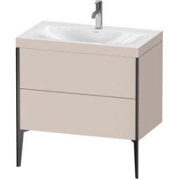 Duravit XViu Table de toilette XV4710OB291C 80x48cm, 2 2000 - out, Match2 trou de coulée, noir mat, Cadres C, taupe mat