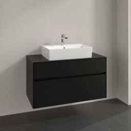 Villeroy und Boch Meuble sous-vasque Villeroy et Boch Collaro C125B0VL 100x54,8x50cm, vasque centrale, éclairage LED 7,3W, noir volcan