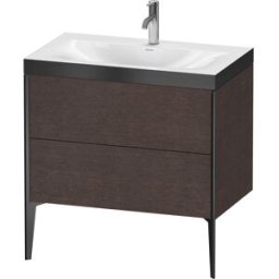 Duravit XViu Table de toilette XV4710OB272P 80x48cm, 2 2000 - out, Match2 trou de coulée, noir mat, Cadres P, chêne foncé brossé