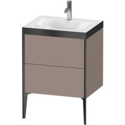 Duravit XViu Table de toilette XV4709OB243P 60x48cm, 2 2000 - out, Match2 trou de coulée, noir mat, Cadres P, basalte mat