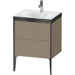 Duravit XViu Table de toilette XV4709OB235P 60x48cm, 2 2000 - out, Match2 trou de coulée, noir mat, Cadres P, terra chêne