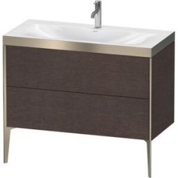 Duravit XViu Table de toilette XV4711OB172P 100x48cm, 2 2000 - out, Match2 trou de coulée, champagne mat, Cadres P, chêne foncé brossé