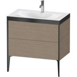 Duravit XViu Table de toilette XV4710OB235P 80x48cm, 2 2000 - out, Match2 trou de coulée, noir mat, Cadres P, terra chêne