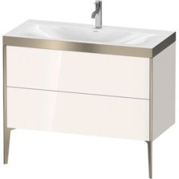 Duravit XViu Table de toilette XV4711OB122P 100x48cm, 2 2000 - out, match3 trou de coulée, champagne mat, Cadres P, blanc haute brillance