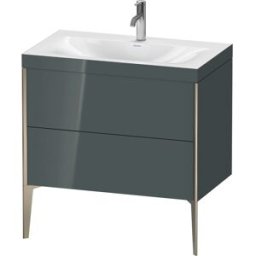 Duravit XViu Table de toilette XV4710OB138C 80x48cm, 2 2000 - out, Match2 trou de coulée, champagne mat, Cadres C, Dolomiti gris brillant