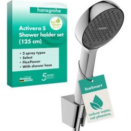 Hansgrohe Activera Select S Set de support de douche 95 28052000 2 modes de jet économie d'eau avec flexible de douche 125 cm, Ø 95 mm, chromé