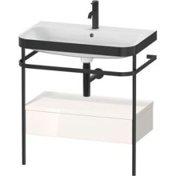 Combinaison lavabo pour meuble Duravit Happy D.2 Plus HP4742O2222 77,5 x 49 cm, 1 trou pour robinet, brillant blanc , avec console en métal