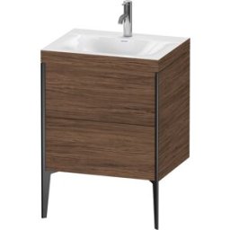 Duravit XViu Table de toilette XV4709OB221C 60x48cm, 2 2000 - out, Match2 trou de coulée, noir mat, Cadres C, noyer noir