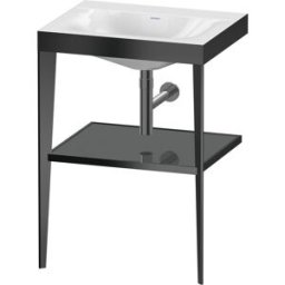 Duravit XViu vasque combinaison XV4714NB289 60 x 48 cm, sans trou pour robinet, gris flanelle brillant, avec console en métal, noir mat
