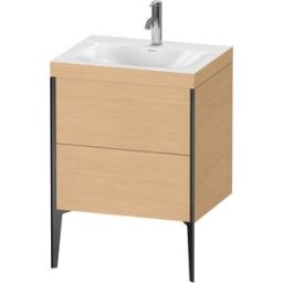 Duravit XViu Table de toilette XV4709OB230C 60x48cm, 2 2000 - out, match3 trou de coulée, noir mat, Cadres C, Eiche natur