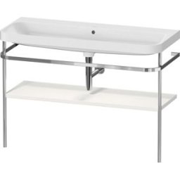 Duravit Happy D.2 Plus combinaison lavabo pour meuble HP4839N39390000 117,5x49cm, avec console en métal, sans trou pour robinet, nordic blanc mat