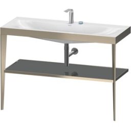 Duravit XViu vasque combinaison XV4717EB189 120 x 48 cm, 2 trous pour robinetterie, gris flanelle brillant, avec console en métal, champagne mat