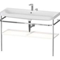 Combinaison lavabo pour meuble Duravit Happy D.2 Plus HP4839E36360000 117,5x49cm, avec console en métal, 2 trous pour robinetterie, blanc