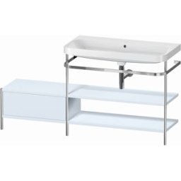 Combinaison lavabo pour meuble Duravit Happy D.2 Plus HP4848N9797 160 x 49 cm, sans trou pour robinetterie, finition satinée bleu clair, avec console en métal