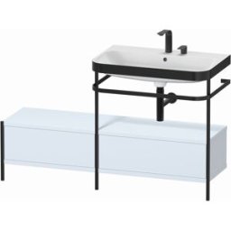 Combinaison lavabo pour meuble Duravit Happy D.2 Plus HP4757E9797 140x49cm, avec console en métal, 2 trous pour robinetterie, finition satinée bleu clair