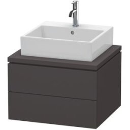 L-Cube Duravit vasque LC581508080 62 x 54,7 cm, graphite super mat, pour console, 2 tiroirs