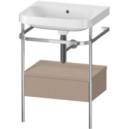 Combinaison lavabo pour meuble Duravit Happy D.2 Plus HP4840N7575 57,5 x 49 cm, sans trou pour robinetterie, lin, avec console en métal