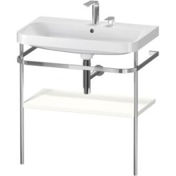 Combinaison lavabo pour meuble Duravit Happy D.2 Plus HP4837E3636 77,5 x 49 cm, 2 trous pour robinetterie, blanc , avec console en métal