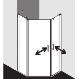 Kermi Pega cabine de douche pentagonale PE45L09020VUK 90x90x200cm, verre de sécurité trempé argent brillant SR Opaco, gauche