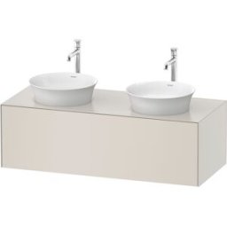 Duravit White Tulip meuble sous-vasque WT4978B3939 130 x 55 cm, Nordic Weiß Seidenmatt , 2000 , coulissant 2000 , plaque console match3, vasque des deux côtés