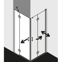 Kermi demi-porte d'entrée d' Liga avec panneau fixe LIESL08320VPK 83x200cm, argent brillant, verre de sécurité trempé clair, gauche, sur la zone de douche