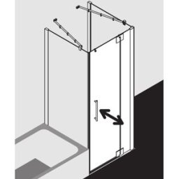 Kermi Pasa XP porte battante 2000 -fl.m champ fixe pour paroi latérale PX1WR110181PK 110x185cm, argent mat brillant, verre de sécurité trempé clair, à droite, sur receveur de douche