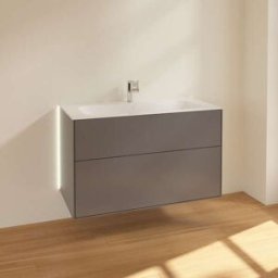 Villeroy und Boch Meuble bas Villeroy & Boch Finion G02000GK avec éclairage, 2 tiroirs, 996 x 591 x 498 mm, laqué anthracite mat