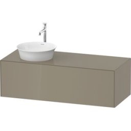 Duravit White Tulip vasque match0 WT4977LH2H2 130 x 55 cm, 2000 pierre brillant, suspendu, coulissant 2000 , panneau console match2, vasque à gauche