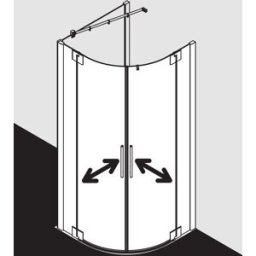 Kermi Pasa XP porte battante quart de cercle PXP55090181PK 90x90x185cm, rayon 52 / 55cm, brillant argent mat, verre de sécurité trempé clair