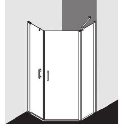 Kermi Pega cabine de douche pentagonale PE45R09018VUK 90x90x185cm, verre de sécurité trempé argent brillant SR Opaco, droite