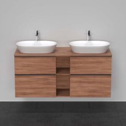 Duravit D-Neo DE4970B7979 140 x 55 cm, Noyer Naturel , montage mural, 4 tiroirs, console 2000 , vasque des deux côtés