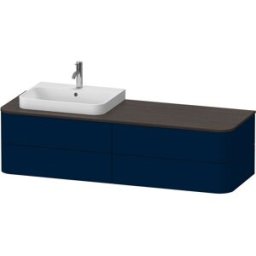 Duravit Happy D.2 Plus meuble sous-vasque HP4973L9898 160x55cm, pour console, 4 tiroirs, pour vasque à poser, gauche, bleu nuit satiné