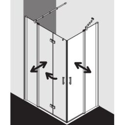 Kermi demi-porte d'entrée d' Diga avec panneau fixe DIEPR09320VPK 93x200cm, sur DP, argent brillant, verre de sécurité trempé clair, droite