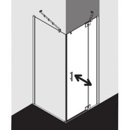 Kermi Filia XP porte battante avec panneau fixe pour paroi latérale FX1WR09018VPK 90x185cm, argent brillant, verre de sécurité trempé clair, à droite, sur receveur de douche