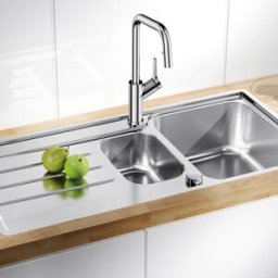 Blanco évier 523033 100 x 50 cm, Inox finition à la brosse, réversible, de drain télécommande avec bouton rotatif