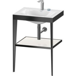 Duravit XViu vasque combinaison XV4714EB285 60 x48 cm, 2 trous pour robinetterie, blanc haute brillance, avec console en métal, noir mat
