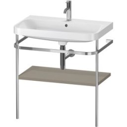 Combinaison lavabo pour meuble Duravit Happy D.2 Plus HP4837O9292 77,5 x 49 cm, 1 trou pour robinetterie, finition gris pierre satiné, avec console en métal