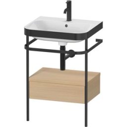 Duravit Happy D.2 Plus combinaison lavabo pour meuble HP4740O7171 57,5 x 49 cm, 1 trou pour robinetterie, chêne méditerranéen, avec console en métal