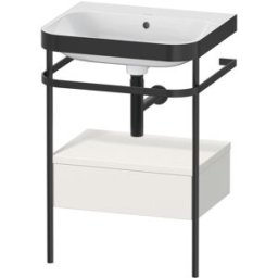 Combinaison lavabo pour meuble Duravit Happy D.2 Plus HP4740N3939 57,5 x 49 cm, sans trou pour robinet, blanc , avec console en métal