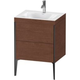Duravit XViu Table de toilette XV4709OB213C 60x48cm, 2 2000 - out, Match2 trou de coulée, noir mat, Cadres C, Noyer d' Amérique