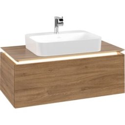 Villeroy und Boch Legato Villeroy et Boch vasque B755L0RH 100x38x50cm, centre vasque, avec éclairage LED, Kansas Oak