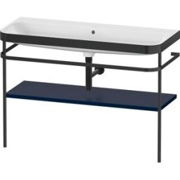 Combinaison lavabo Duravit Happy D.2 Plus HP4739N98980000 117,5x49cm, avec console en métal, sans trou pour robinetterie, finition satinée bleu nuit